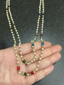 Elegant Pearl &amp; Gemstone Necklace Set
