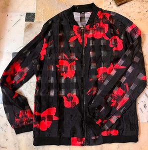 Sheer Floral Bomber Jacket
