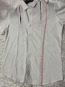 Men's White Short Sleeve Shirt self designed stitc