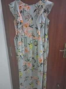 Floral Midi Dress with Ruffle Sleeves