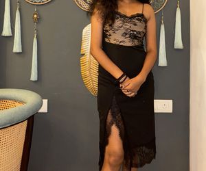 Elegant Lace Trim Black Maxi Dress
