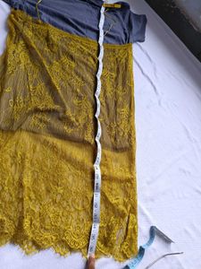 Yellow Lace Slip Dress with Grey Tee