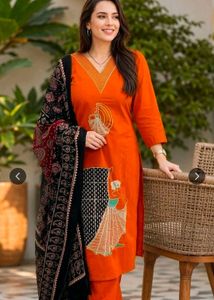 Vibrant Orange Kurta Set with dupatta