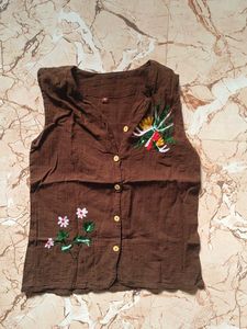 Comfortable Brown Linen-Look Pants