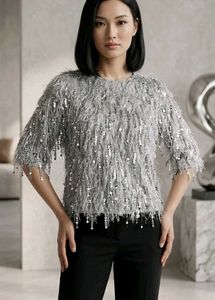 Sparkly Tassel & Sequin Top