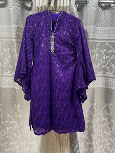 Vibrant Purple Embroidered Kurta With Dupatta