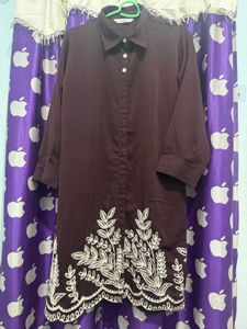 Elegant Maroon coord with White Embroidery
