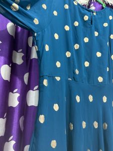 Elegant Teal Polka Dot Anarkali Suit