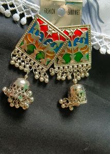 Afghan Silver Oxidised Earing