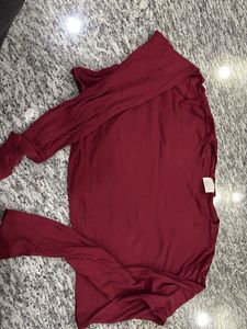 Maroon Long Sleeve Casual Top