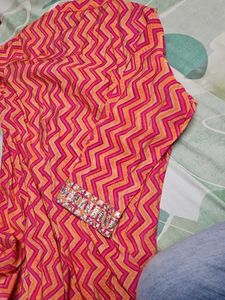 Embellished Pink &amp; Orange Kurta