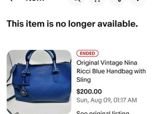 Brand NINA RICCI Vibrant Blue Leather Handbag OG