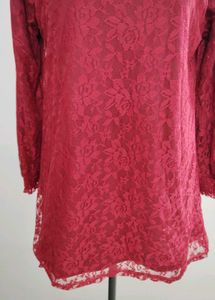 Maroon Lace Long Sleeve Top