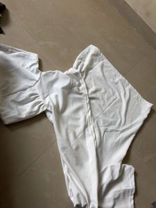 one shoulder white top