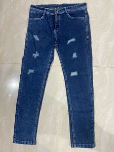 Scratch Blue Denim Jeans