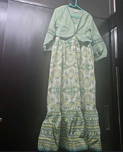 Green Ethnic Print Kurta Set