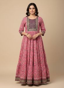 Embroidered Pink Ethnic Gown