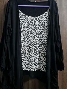Leopard Print Layered Cardigan Top