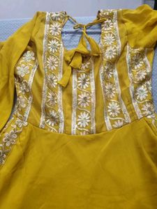 Yellow Anarkali Kurta Set with Embellishments