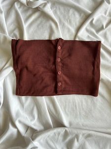 Ribbed Button-Up Tube Top