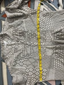 Grey &amp; White Printed Kurti