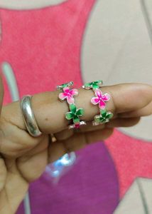silver Charming Floral Design Toe Rings(Bichew)