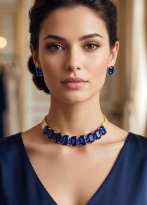 ✨ FRESH ARRIVAL ✨Elegant Blue Gemstone Choker Set
