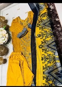 Yellow Ethnic Kurta Set with Dupatta