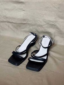 Stylish Black Square Toe Strappy Heels