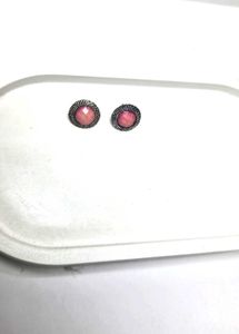 Chic Pink Stone Stud Earrings