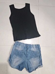 Butterfly Sparkle Tank Top &amp; Denim Shorts Set