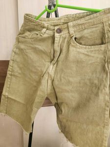 Khaki Denim Cutoff Shorts