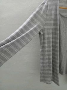 XXL Grey Striped Cardigan Tank Top