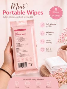 Mini Portable Wipes - 8 Packs