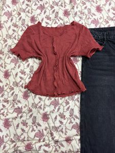 Ribbed Short Sleeve Top
