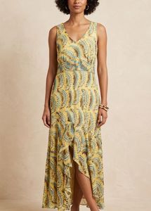 Combo Yellow Printed Maxi Dress & multi color top