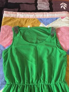 Bright green georgette skater dress