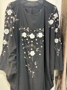 Embroidered Black Abaya Dress
