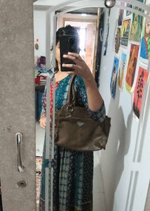 Brown Faux Leather Shoulder Bag