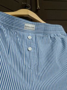 Wunder Love Blue Striped High-Rise Cotton Pants
