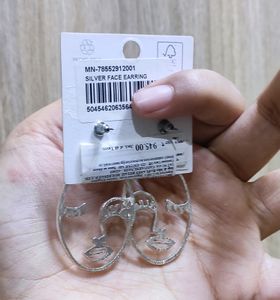 Accessorize London Silver Face Earring