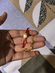 Red Beaded chain Bracelet
