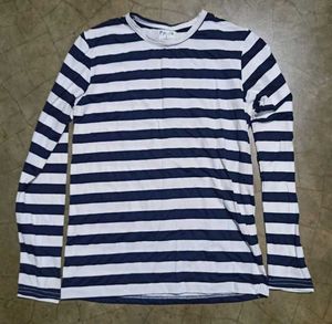full sleeve black/dark blue &amp; white striped tshirt
