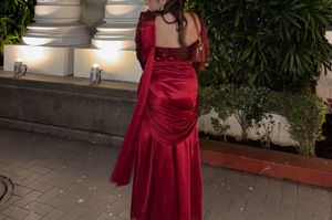 Stunning Red Sequinned Saree