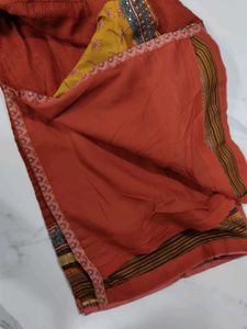 BIBA Yellow &amp; Red Floral Print Kurti