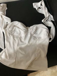Chic White Corset Top with Tie Straps