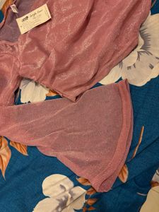 Sheer Bell Sleeve Crop Top