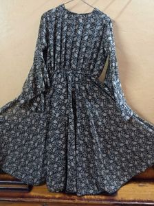 Elegant Black &amp; White Printed Gown