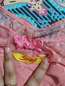 Peach Net Kurta
