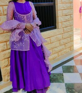 Beautiful Organza Jacket N Frill Duptta Lehnga Set